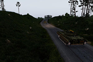Tank driving down road